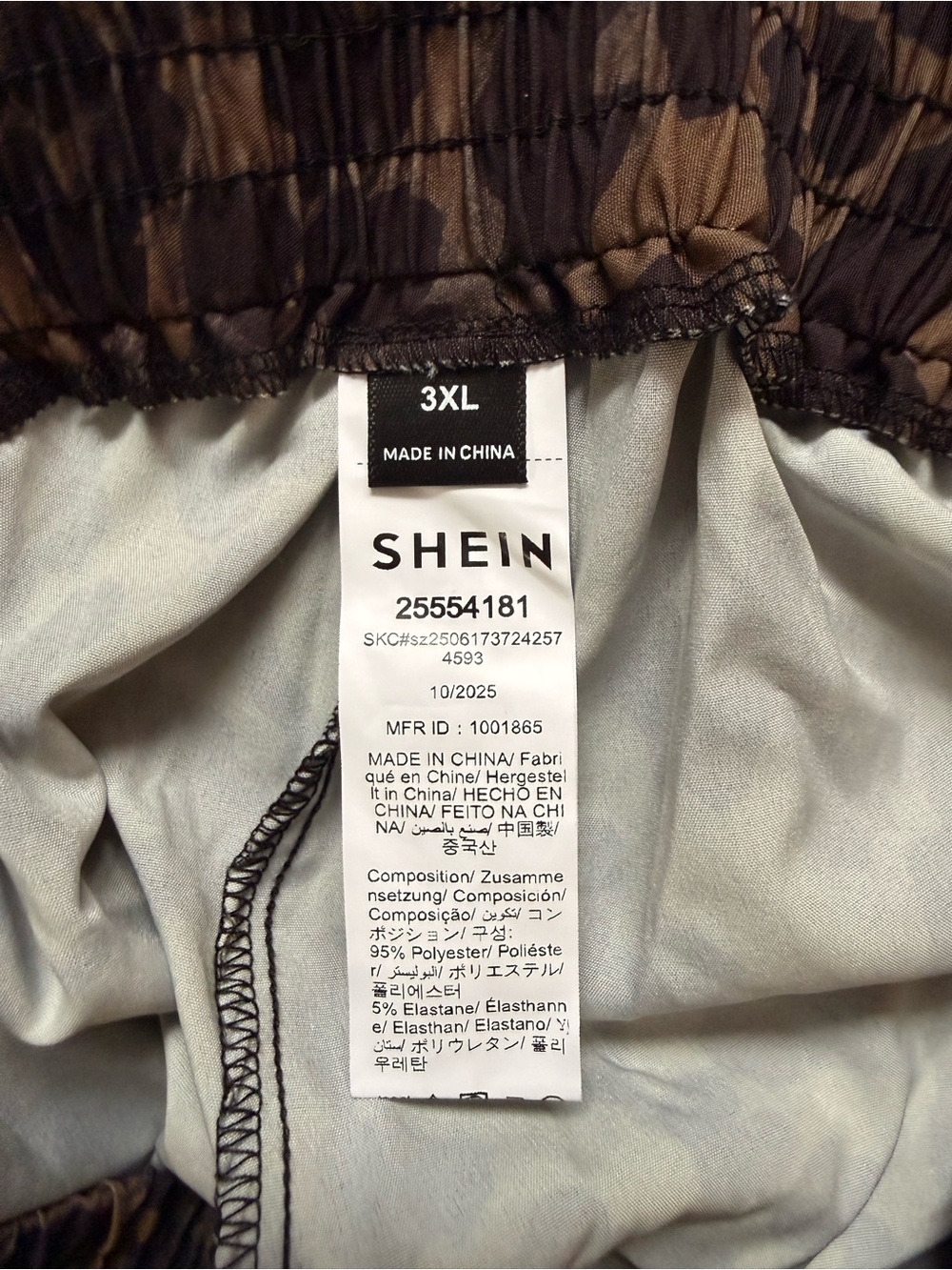 SHEIN Leopard Print Elastic Waist Wide Leg Pants